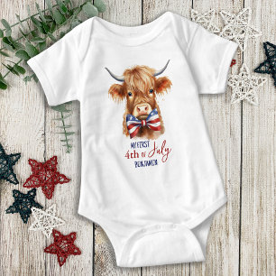 Min första 4 juli Patriotic Cute Highland Cow T Shirt