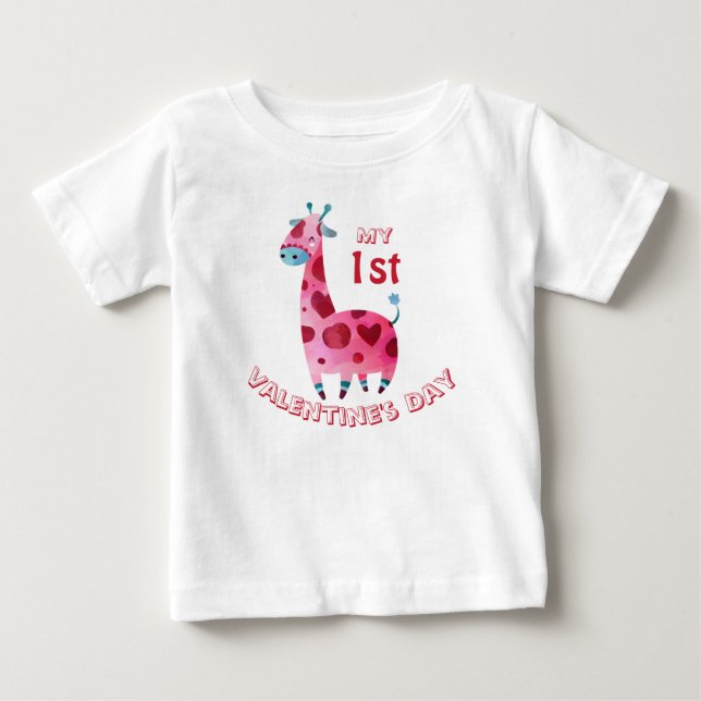Min första Alla hjärtans dag Baby Giraffe T Shirt (Framsida)