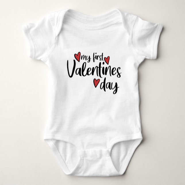 Min första Alla hjärtans dag // Cute Valentines da T Shirt (Framsida)
