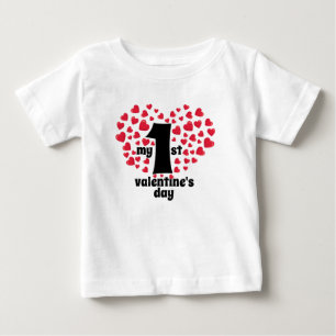Min första Alla hjärtans dags svarta skrivstil röd T Shirt