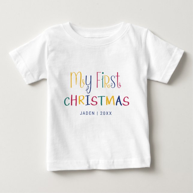Min första Anpassningsbar i jul, Baby Helgdag Colo T Shirt (Framsida)