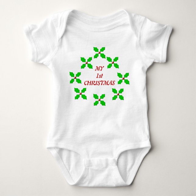 Min första Anpassningsbar i jul Holly Baby T Shirt (Framsida)