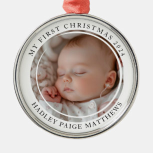 Min första Anpassningsbar i julafton Baby Photo Julgransprydnad Metall