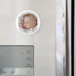 Min första Anpassningsbar i julafton Baby Photo Magnet