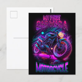 Min första bil var motorcykel | Cykelneon Vykort
