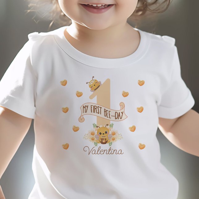 "min första biodag" söt 1-års födelsedagskläd med  t shirt ("My first bee-day" shirt cute bee themed 1st birthday shirt for 1 year old girl custom name)