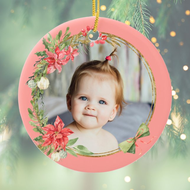 Min första Blommigt i julens Rosa Golden Circle Ra Julgransprydnad Keramik (Skapare uppladdad)