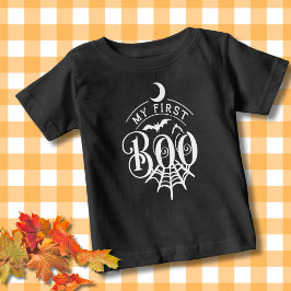 Min första Boo Black Halloween Baby T-shirt