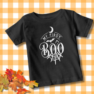 Min första Boo Black Halloween Baby T-shirt