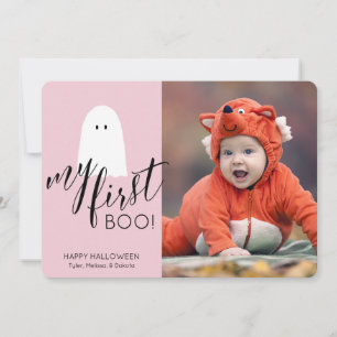 Min Första Boo Söta Spöke Foto Halloween Rosa Hö Julkort