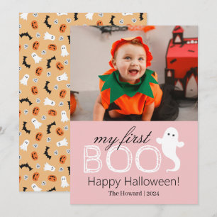 Min första Boo! Spooky Cute Halloween-familjfoto Julkort