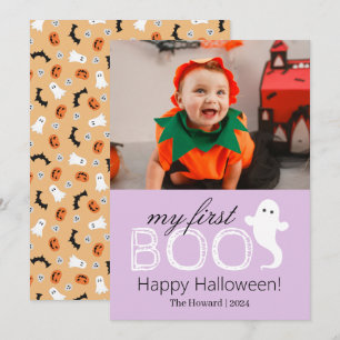 Min första Boo! Spooky Cute Halloween-familjfoto Julkort