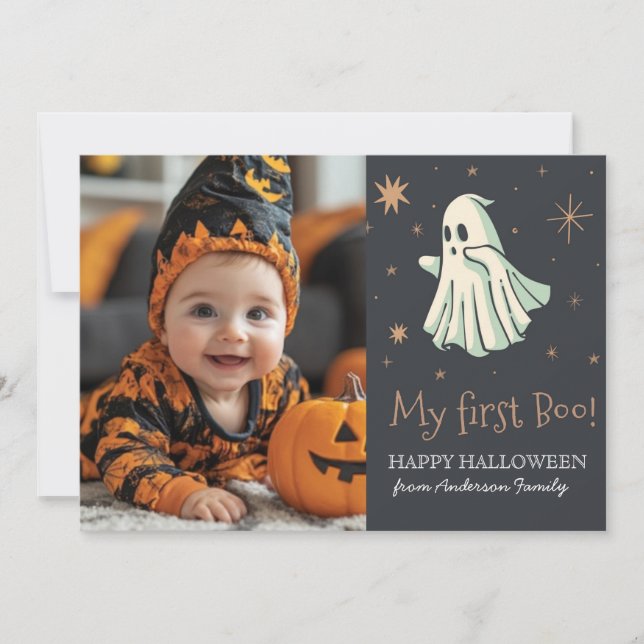 Min första bu Ghost baby-fotohalloween Inbjudningar (Framsida)