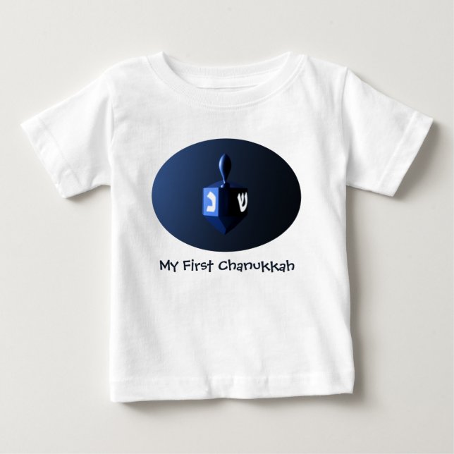 Min första Chanukkah Shiny Blue Dreidel T Shirt (Framsida)