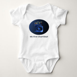 Min första Chanukkah Shiny Blue Menorah T-shirt