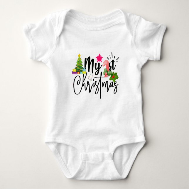 Min första christmas baby-utrustning t shirt (Framsida)