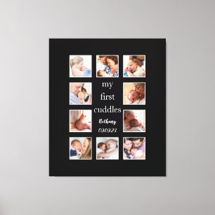 Min första Cuddles 10 Photo Namn Newborn Black Canvastryck
