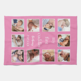 Min första Cuddles 10 Photo Namn Newborn Rosa Kökshandduk