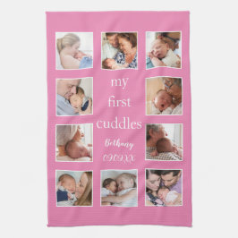 Min första Cuddles 10 Photo Namn Newborn Rosa Kökshandduk