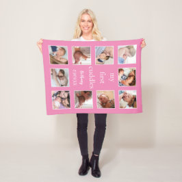 Min första Cuddles Namn 10 Foton Nyfödd Rosa Fleecefilt