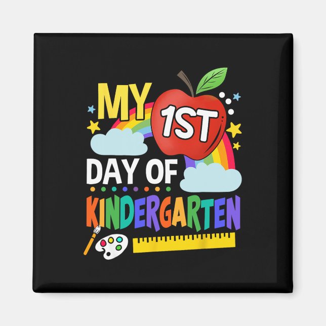 Min första dag av Kindergarten-Roligten Färgfullt  Magnet (Framsidan)
