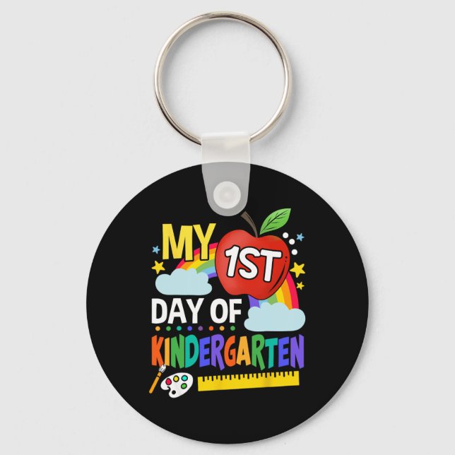 Min första dag av Kindergarten-Roligten Färgfullt  Nyckelring (Framsida)