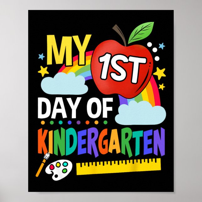 Min första dag av Kindergarten-Roligten Färgfullt  Poster (Framsidan)