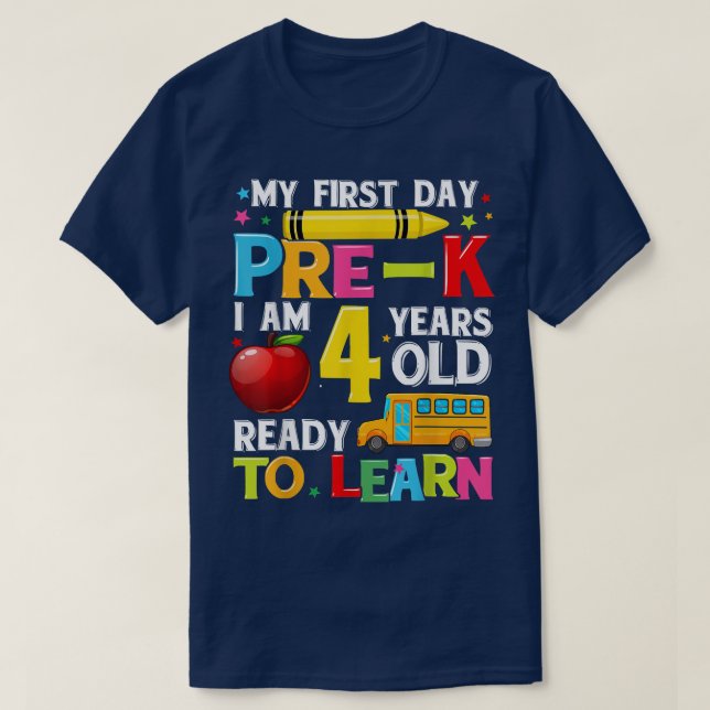 Min första dag av PreK Funny Back to school Girls  T Shirt (Design framsida)