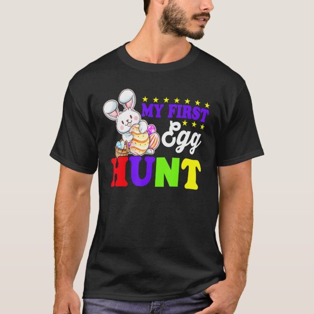 Min första dag i Egg Hunt Bunny Påsk T Shirt (Framsida)