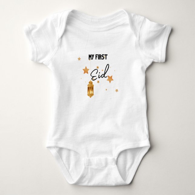 Min första Eid Ramadan Måne Islam Baby Bodykostym T Shirt (Framsida)