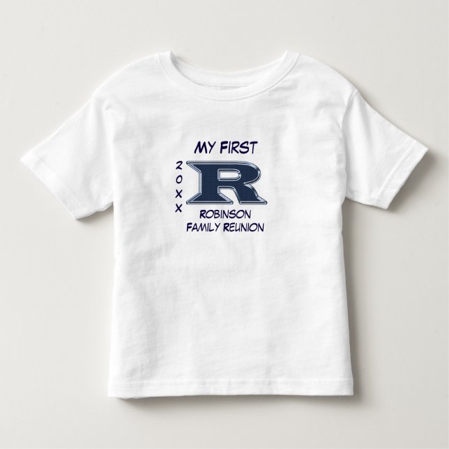 Min första familj Reunion Blue Brev R Monogram T Shirt (Framsida)