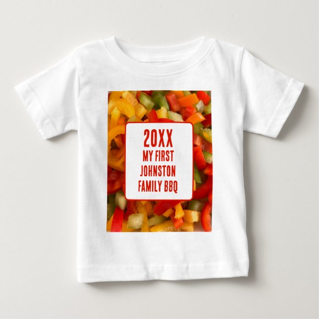 Min första familj Reunion, sommarmatfoto, BBQ T Shirt (Framsida)