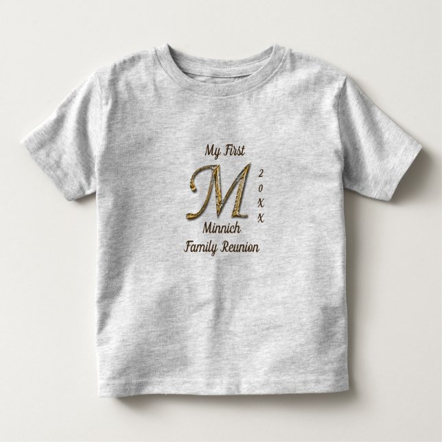 Min första familjeåterförening Guld Brev M Monogra T Shirt (Framsida)