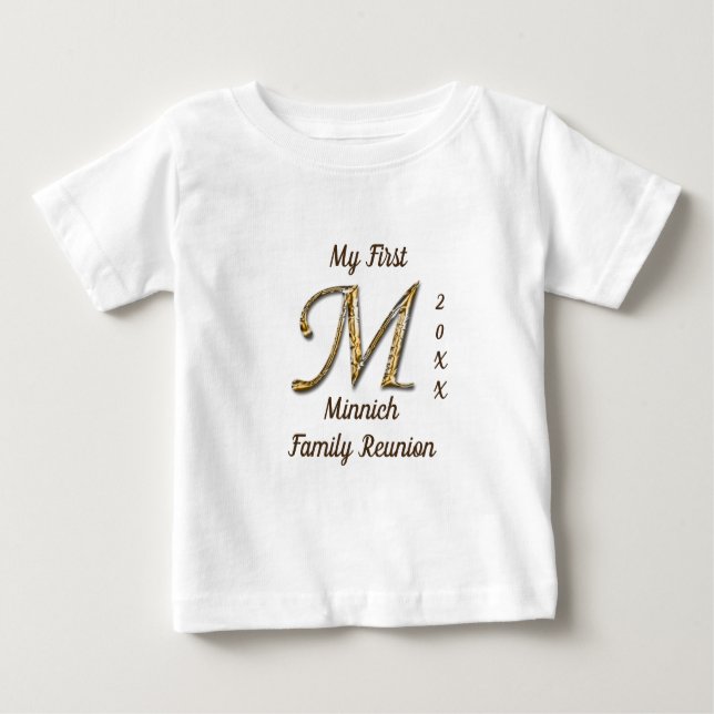 Min första familjeåterförening Guld Brev M Monogra T Shirt (Framsida)