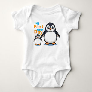 Min första fars dag söta pingvin bebis bodysuit t shirt