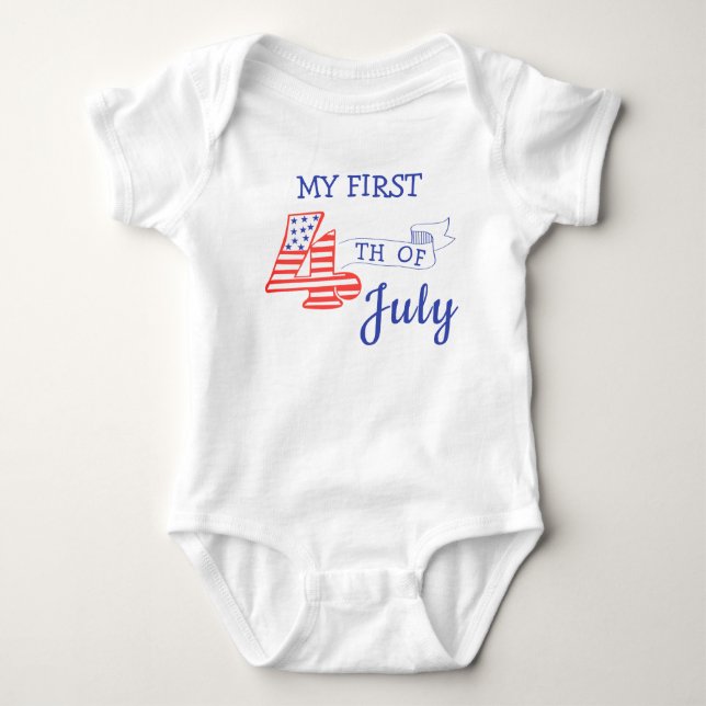 Min första fjärde juli Stars Rand Red Blue T Shirt (Framsida)