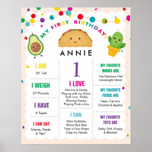 Min första födelsedag, 1 års gammal signatur poster