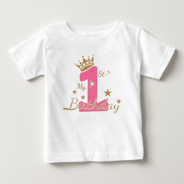 Min första födelsedag, Birthday Girl Shirt, T Shirt (Framsida)