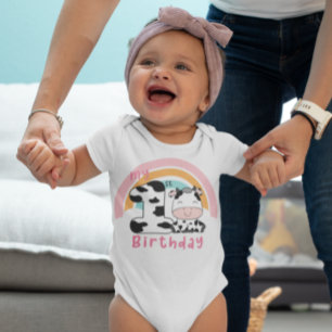 Min första födelsedag Cow Rainbow Cute Cute T Shirt
