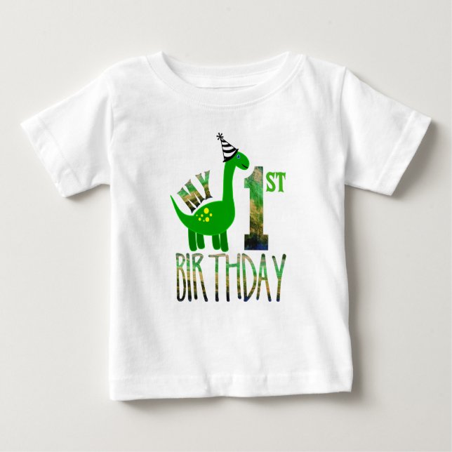 Min första födelsedag Dinosaur Party T Shirt (Framsida)