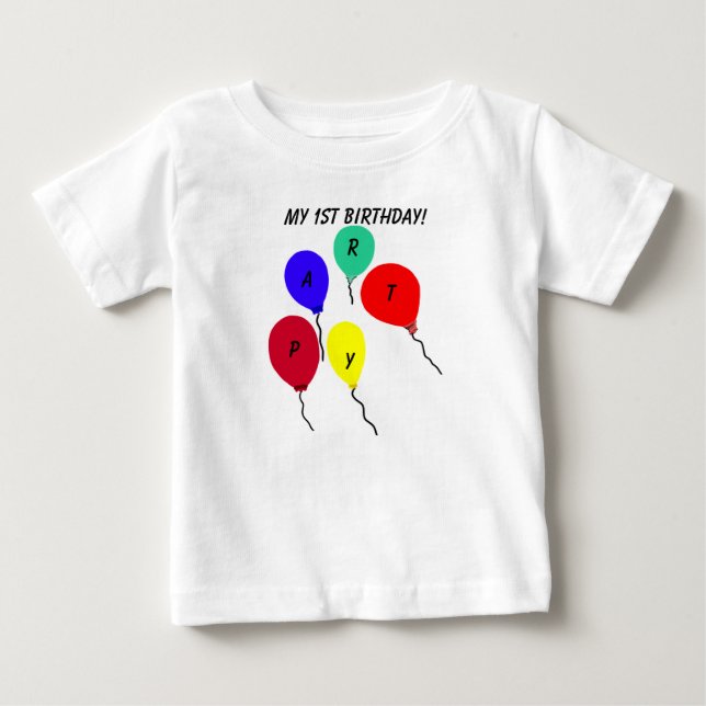 Min första födelsedag, Party, nyfödda T-Shirt (Framsida)