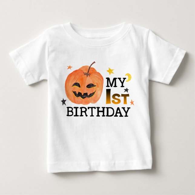 Min första födelsedag Pumpkin Halloween-höst T Shirt (Framsida)