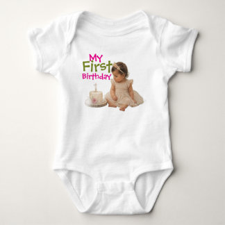Min Första Födelsedags Babyflicka Bodysuit med Tår T Shirt