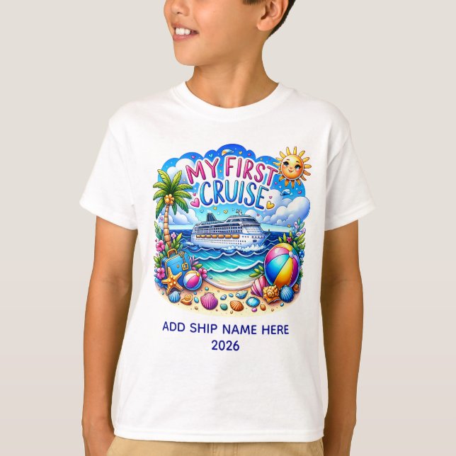 Min första Frakt Beach Kids Shirt T Shirt (Framsida)