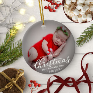Min första glada lilla jul Nyfödd babyfoto Julgransprydnad Keramik