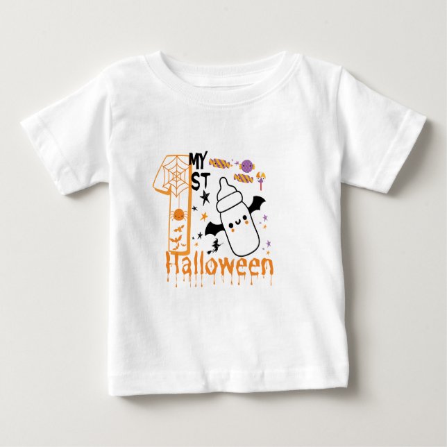 Min första halloween baby-anpassningsbar t shirt (Framsida)