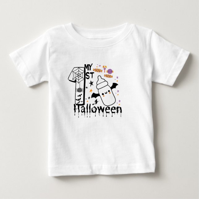 Min första halloween baby-anpassningsbar t shirt (Framsida)