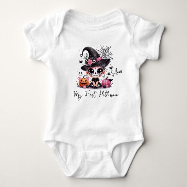 Min första Halloween Baby Sugar Skull T Shirt (Framsida)