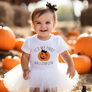 Min Första Halloween Bow Pumpa Baby Flicka T Shirt