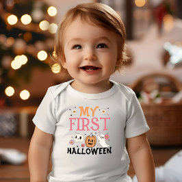 Min första Halloween Cute Pumpkin Ghost Groovy T Shirt